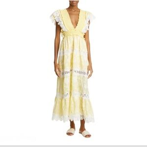 NWT Waimari  Dulce Mara Tiered Lace Panel Cotton Dress s $550